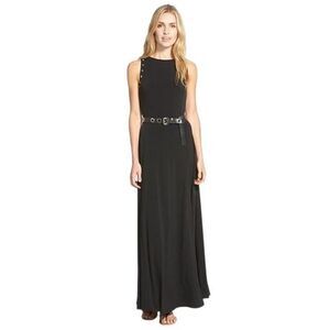 Michael Michael Kors Belted Grommet Detail Maxi Dress